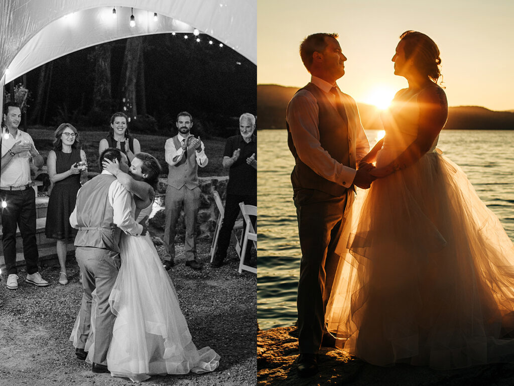 wedding couple dancing and at sunset vancouver island